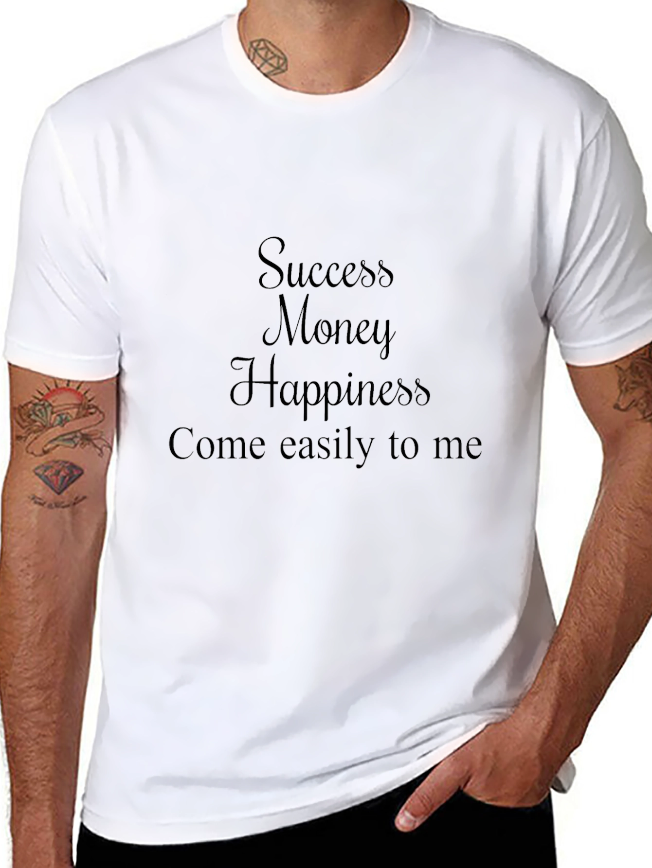 Success Money Happiness T-Shirt - Black Cotton
