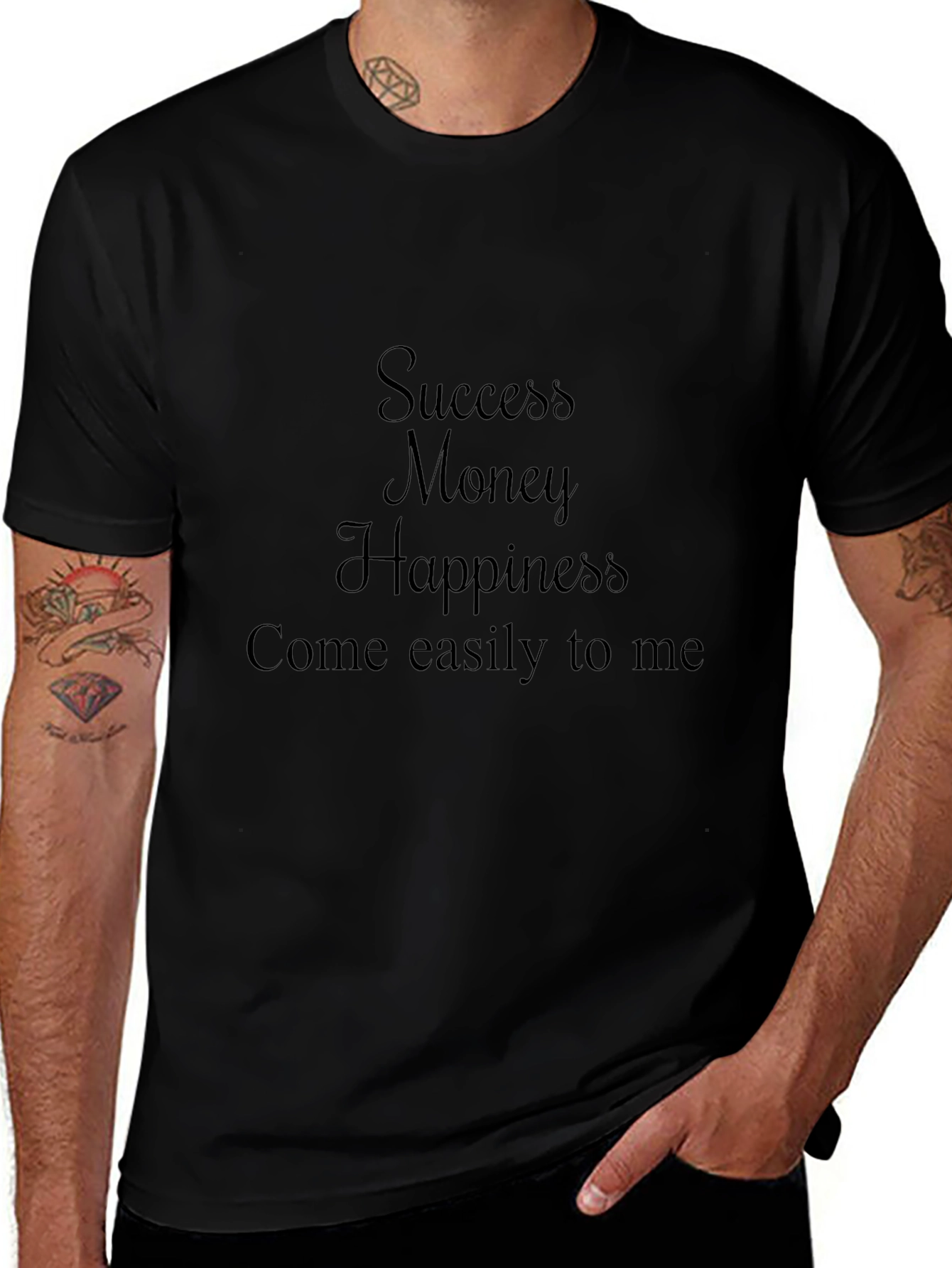 Success Money Happiness T-Shirt - Black Cotton